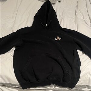 Black Hoodie with Graphic Embroidery